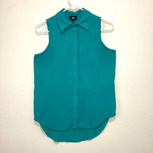 Mossimo Supply Co. Blue Button Down Shirt with Notched Collar